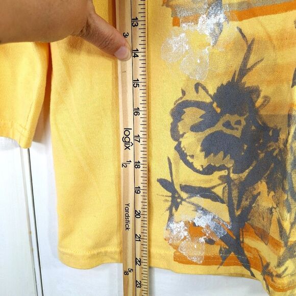 Breckenridge Yellow Floral Butterfly Sequin Shirt Top 3/4 inch Sleeves Sz PM - Picture 11 of 12